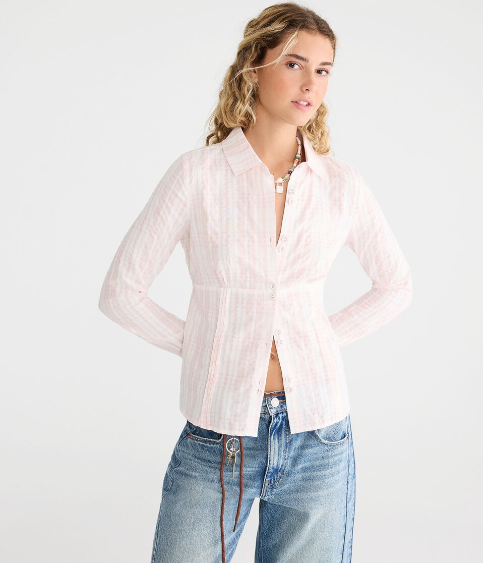 Long Sleeve Thin Stripe Fitted Shirt