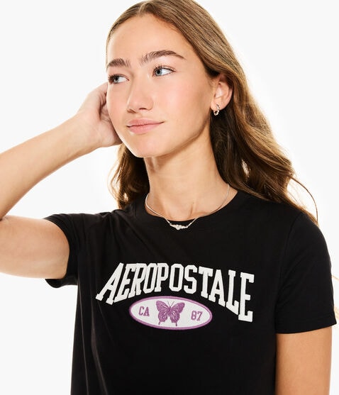 Aeropostale Butterfly Appliqué Graphic Tee Aeropostale Butterfly Appliqué Graphic Tee