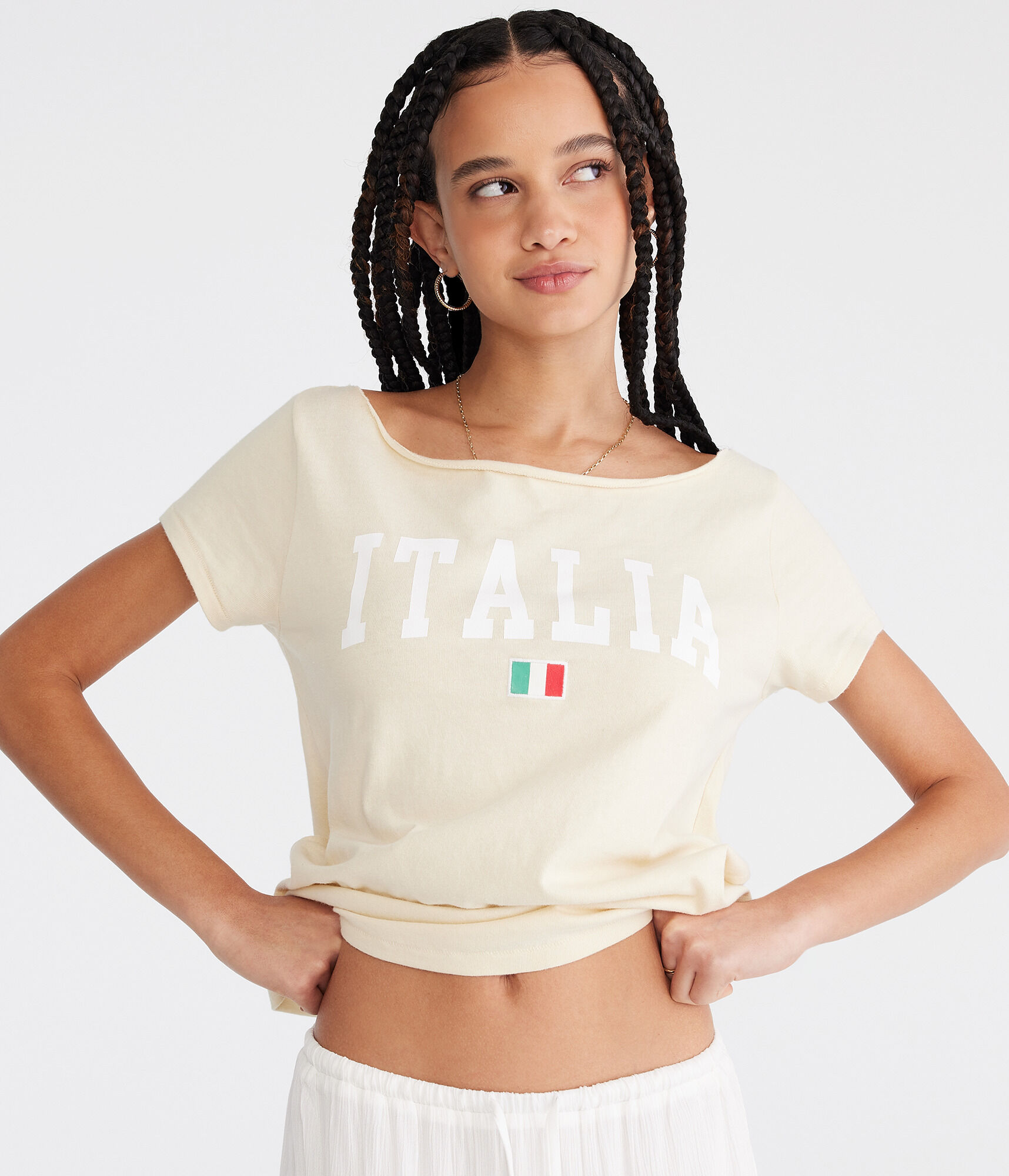 【THETIS】MONT BLANC SHIRRING OFF SHOULDER T-SHIRT_2COLORS Stretch-cotton Jersey T-Shirt with Detachable Feathers in