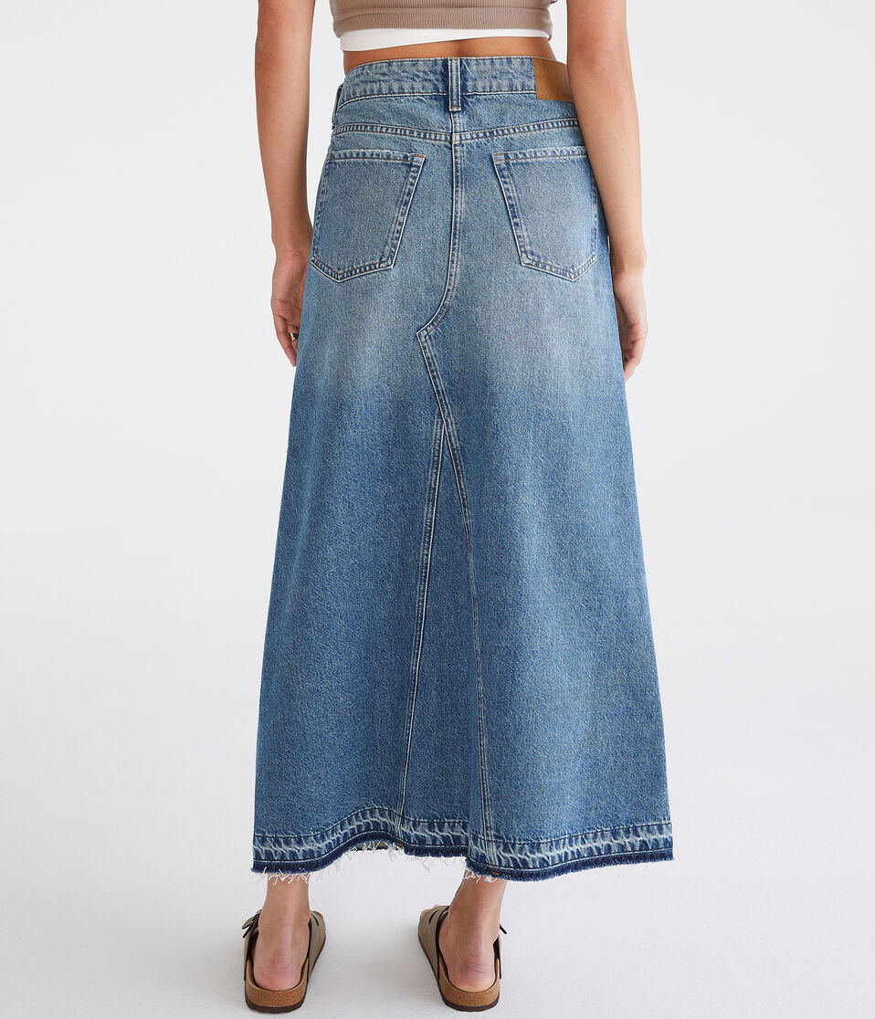 Low-Rise Denim Maxi Skirt