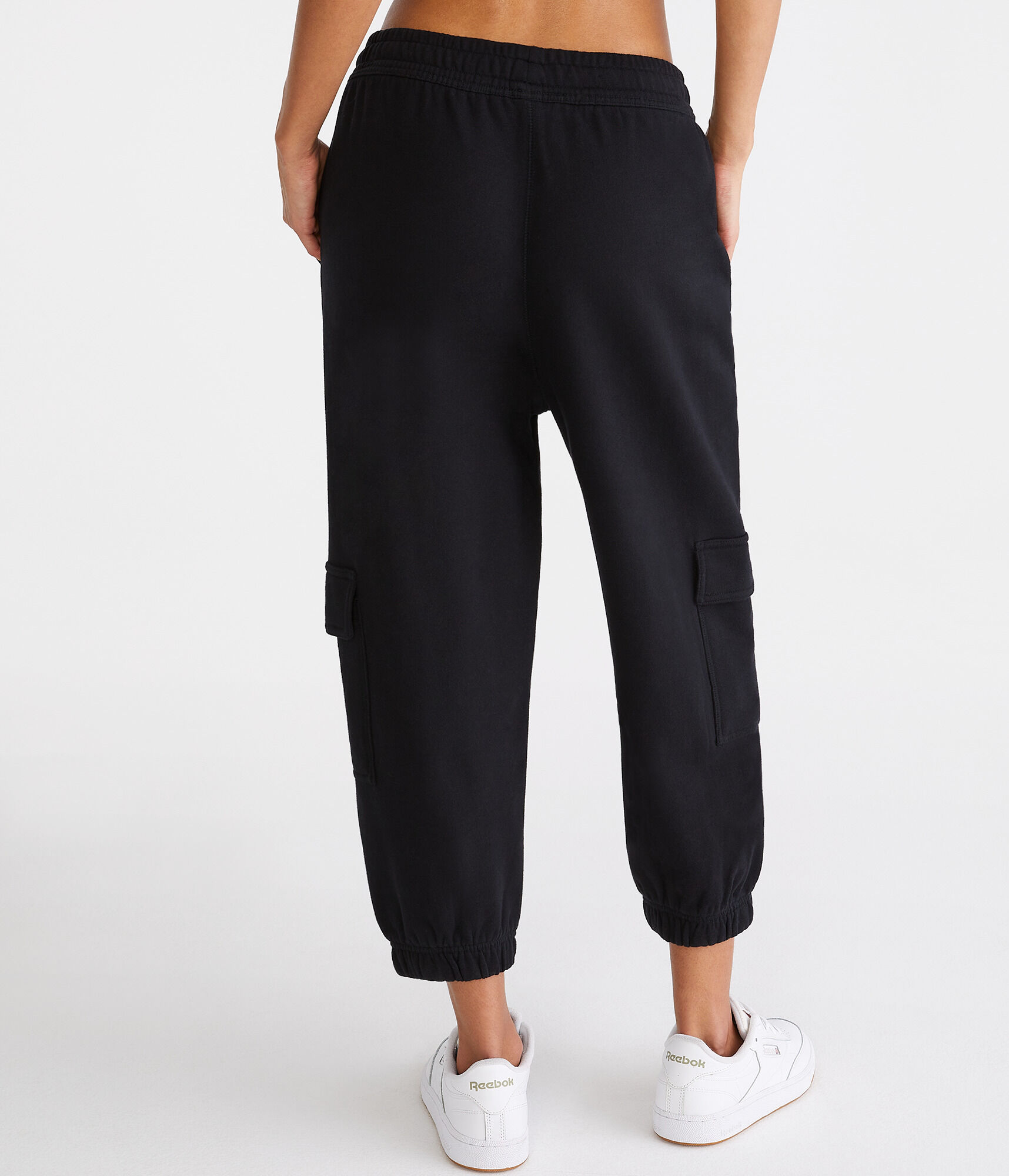Solid Cropped Cargo Sweatpants