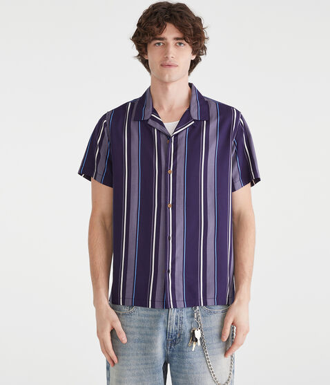 Short Sleeve Vertical Stripe Camp Shirt Short Sleeve Vertical Stripe Camp Shirt