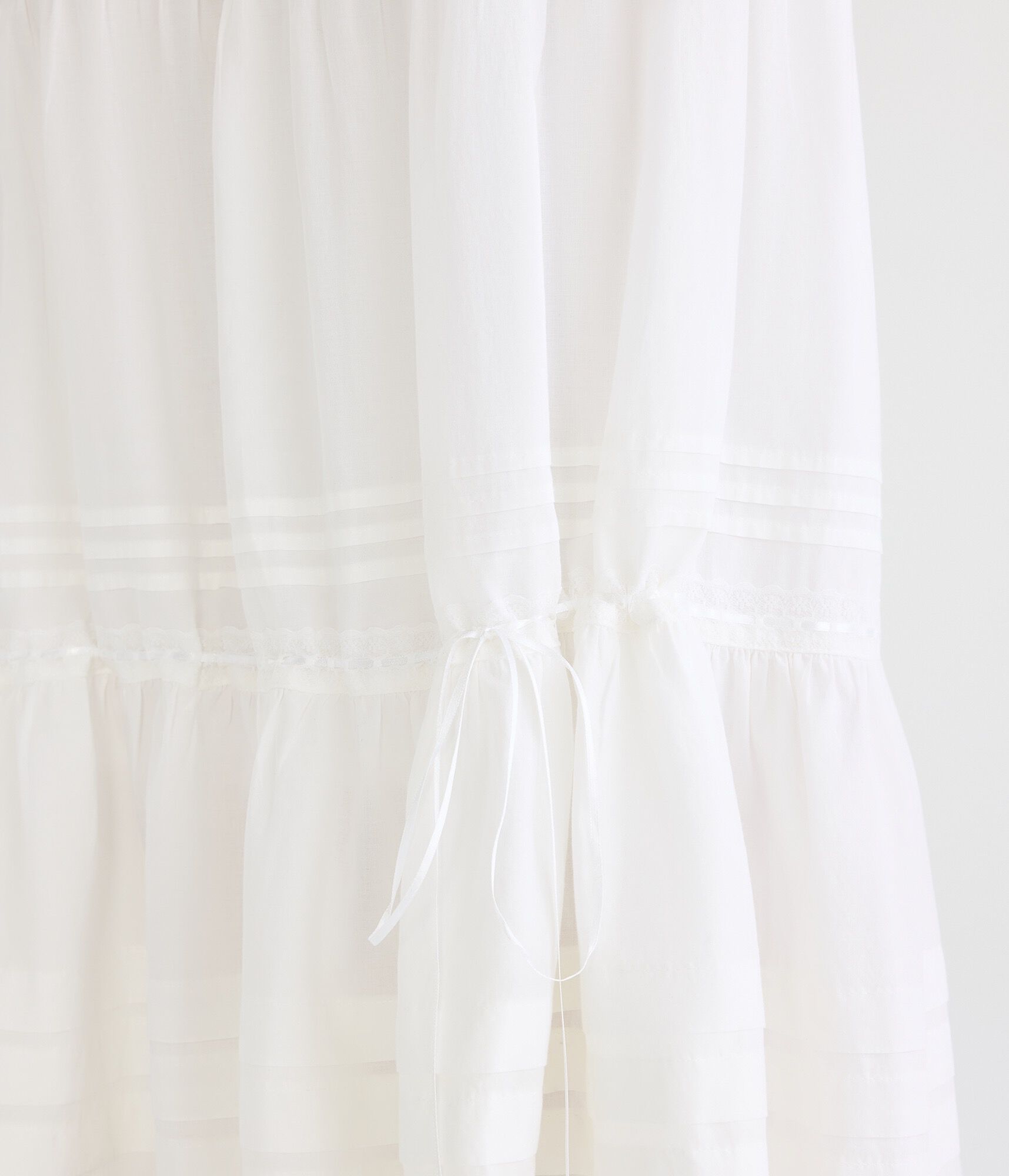 Pintuck &amp; Lace Tiered Maxi Skirt