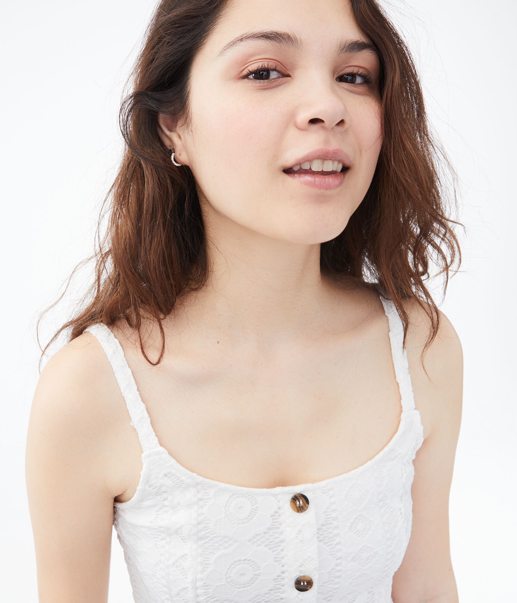 Lace Button-Front Fit &amp; Flare Dress