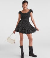 Floral Scoop-Neck Smocked Fit & Flare Dress