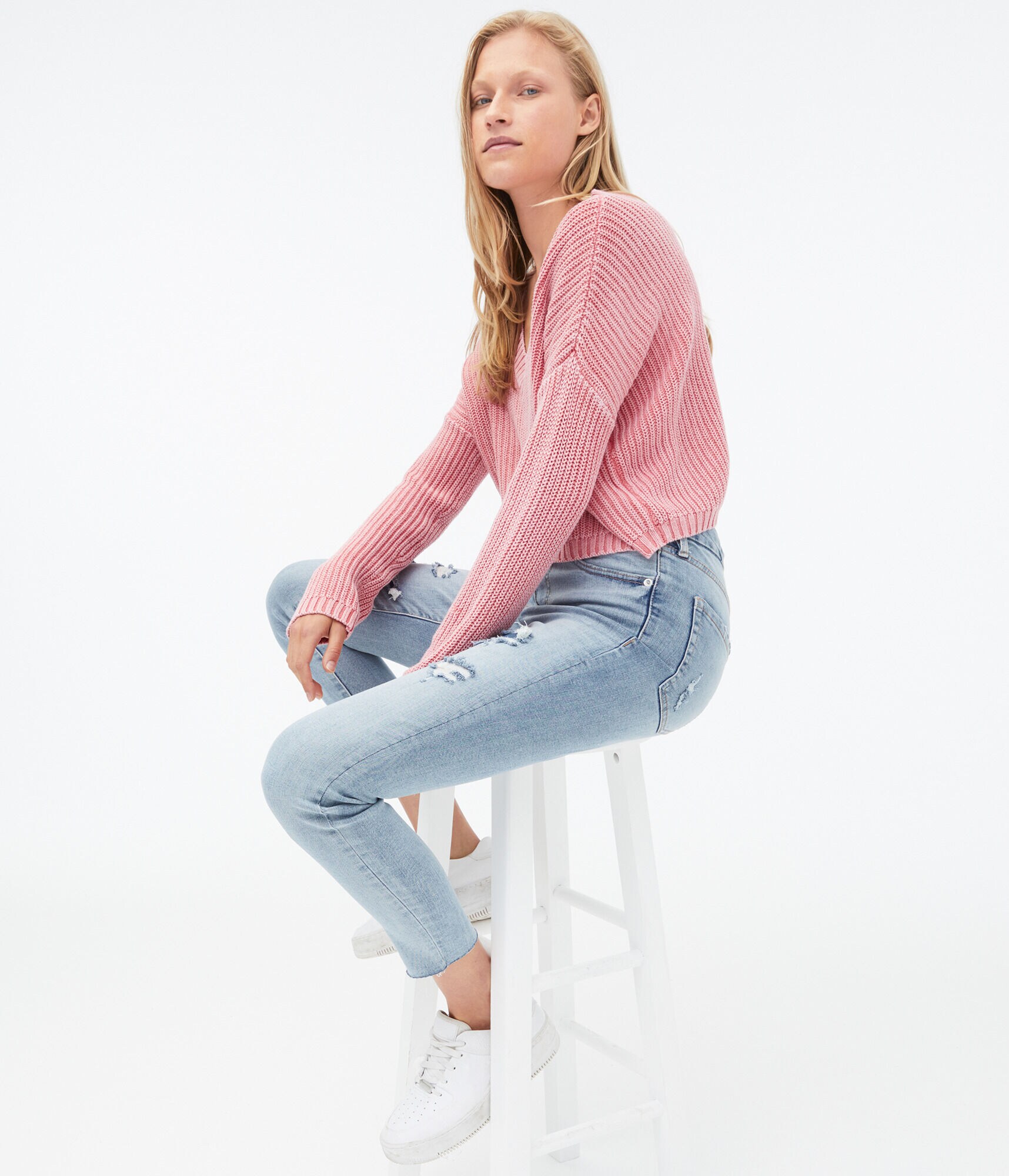 Washed V-Neck Sweater