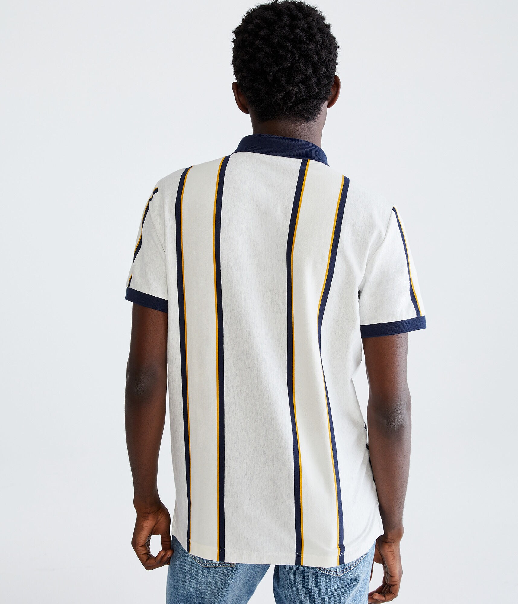 Vertical Stripe Jersey Polo