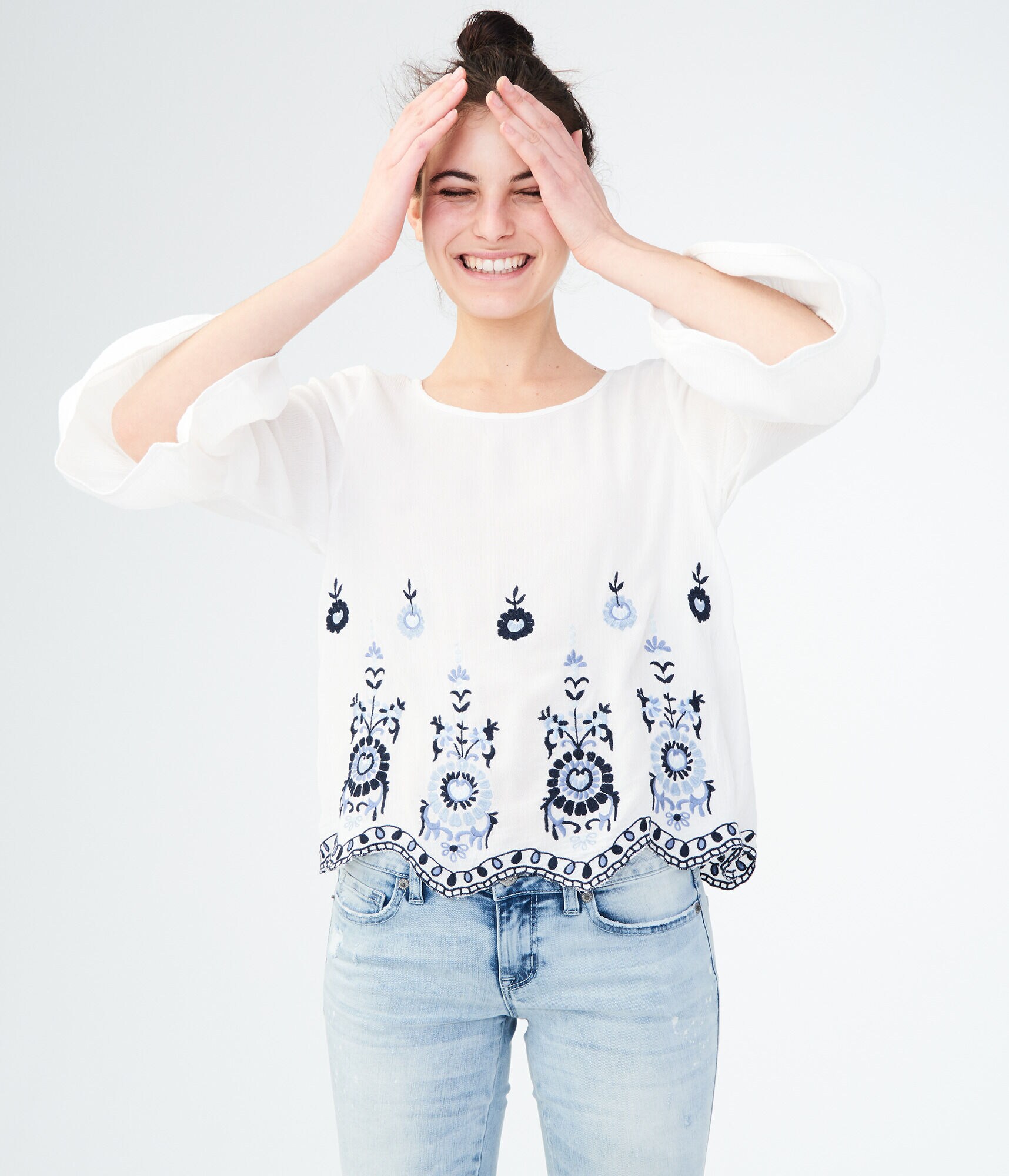 aeropostale embroidered jeans