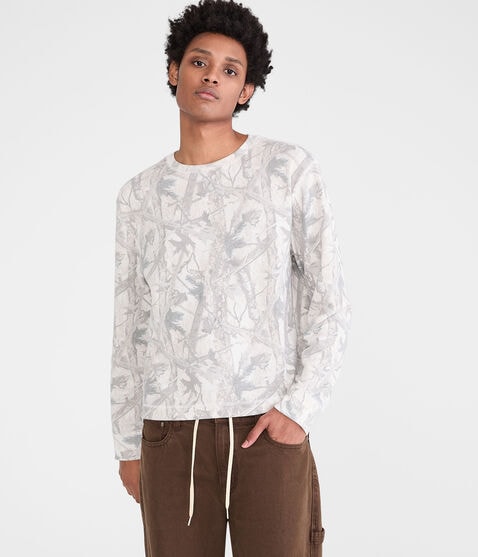 Long Sleeve Forest Camo Boxy Thermal Crew Tee Long Sleeve Forest Camo Boxy Thermal Crew Tee
