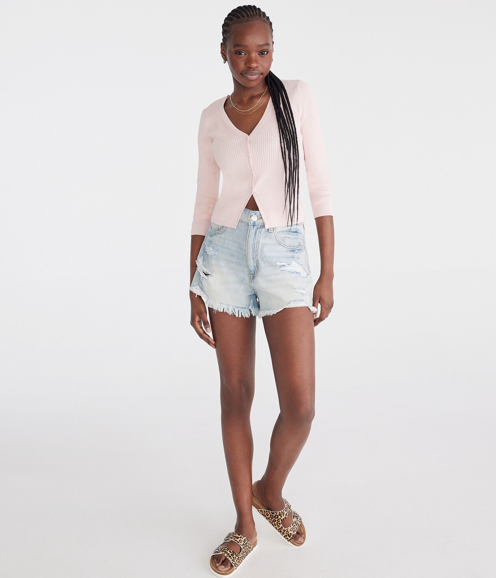 Ribbed V-Neck Cardigan