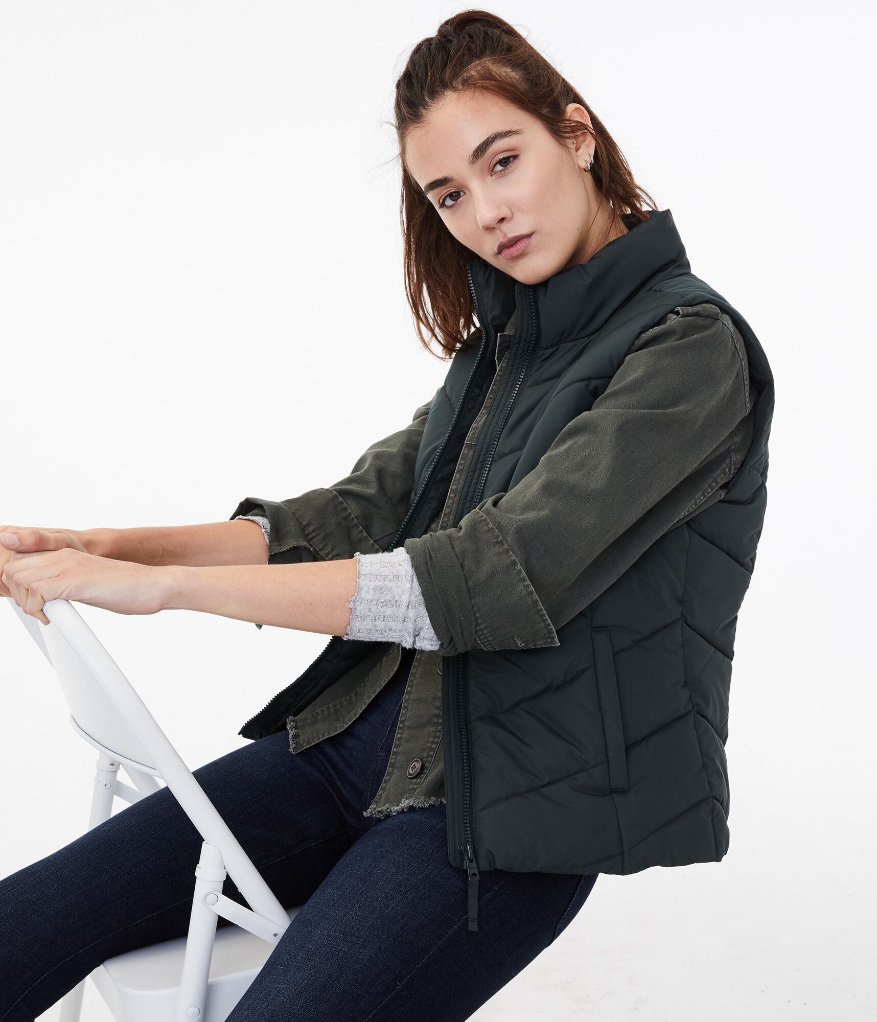 Chevron Quilted Puffer Vest