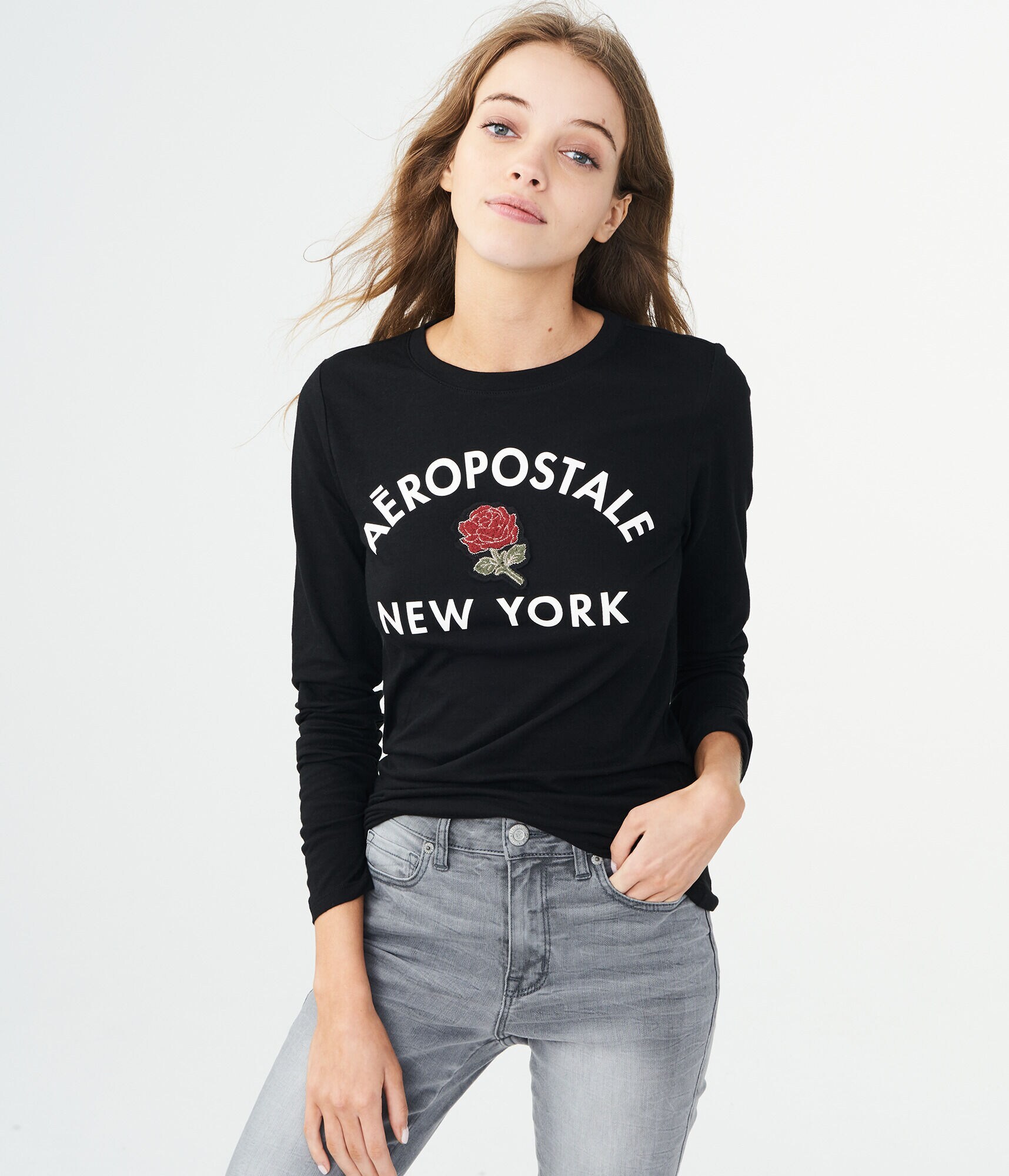 Long Sleeve Aeropostale Rose Graphic Tee