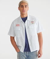 Short Sleeve Striped Brooklyn Racing Mechanic Shirt