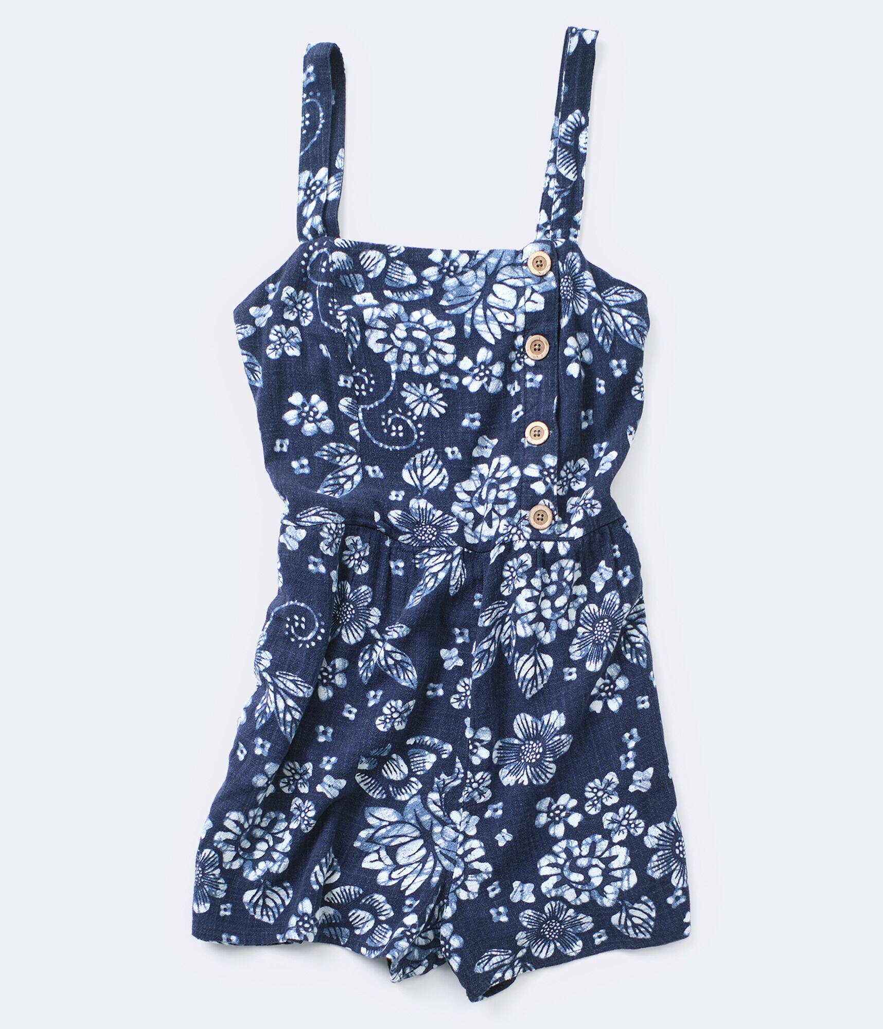 Floral Swirls Asymmetrical Button Romper