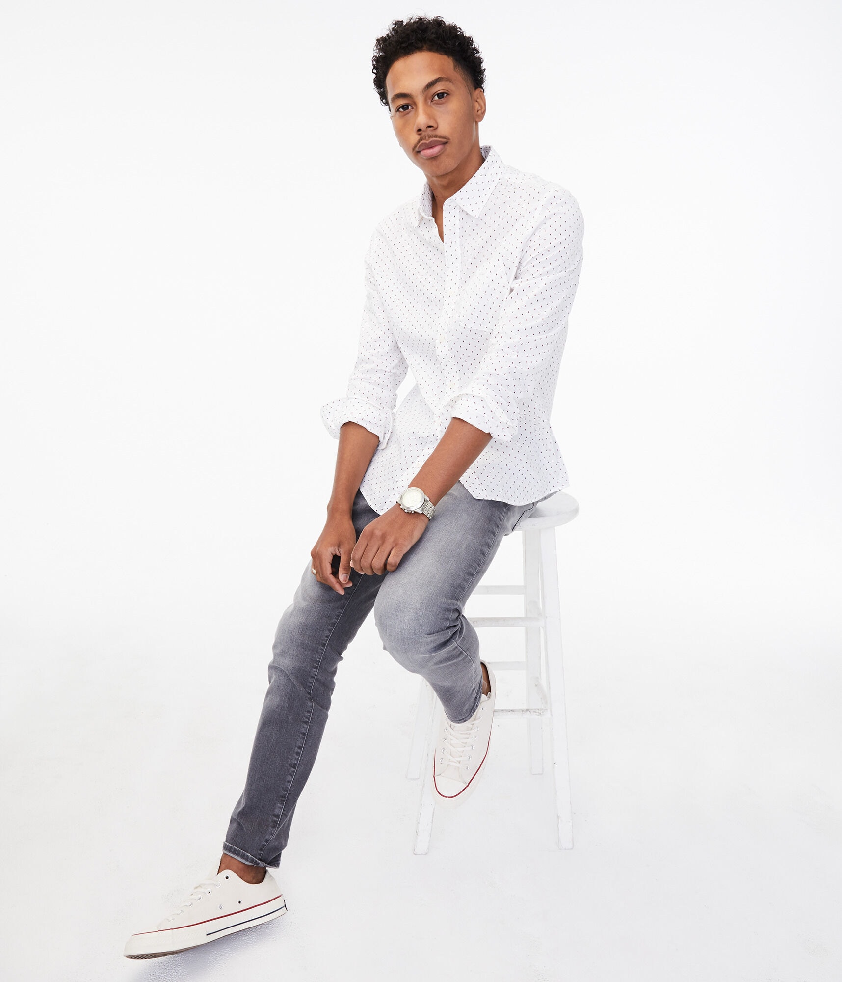 Long Sleeve Geo Arrow Button Down Shirt