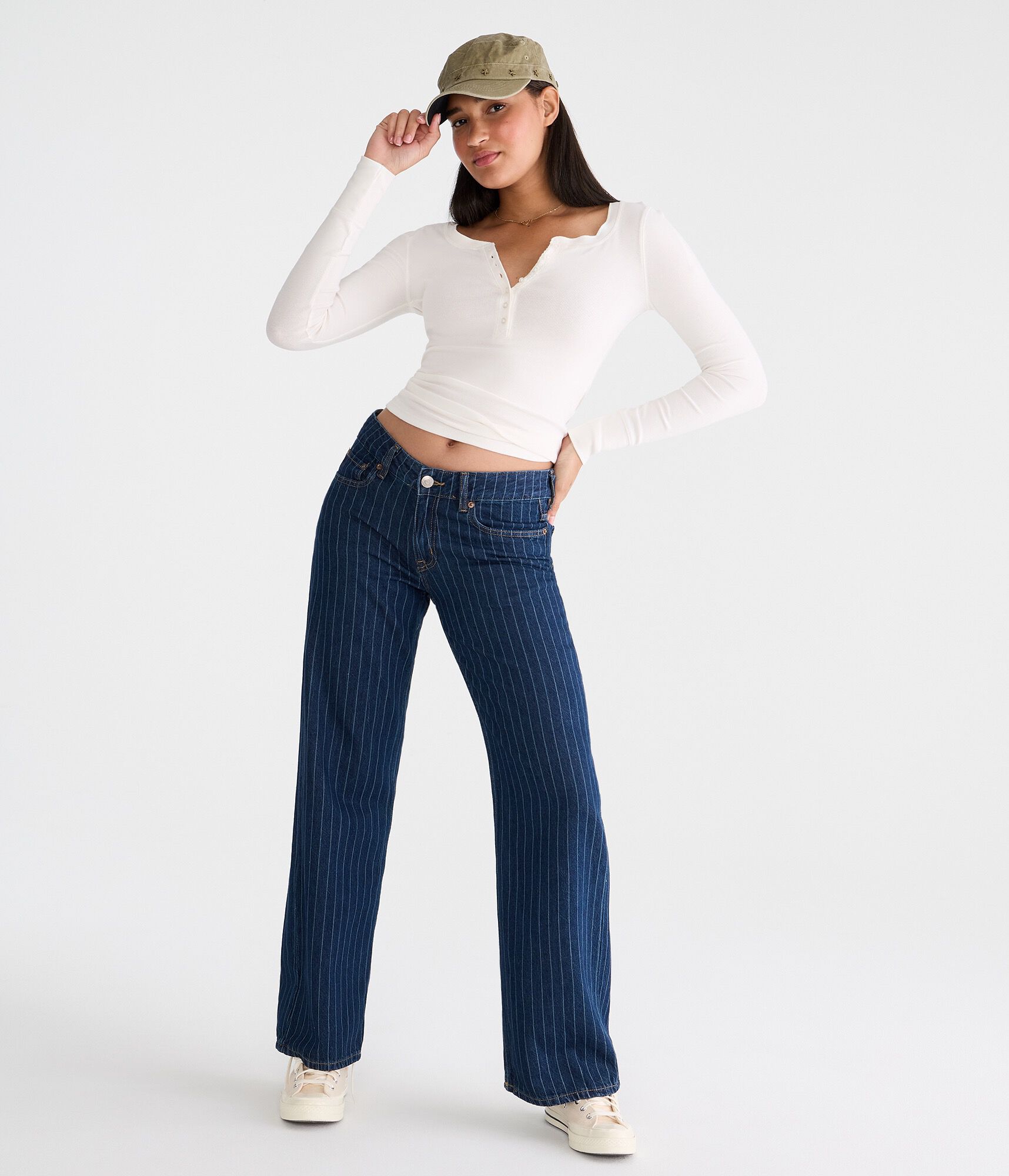 Long Sleeve Solid Ribbed Henley
