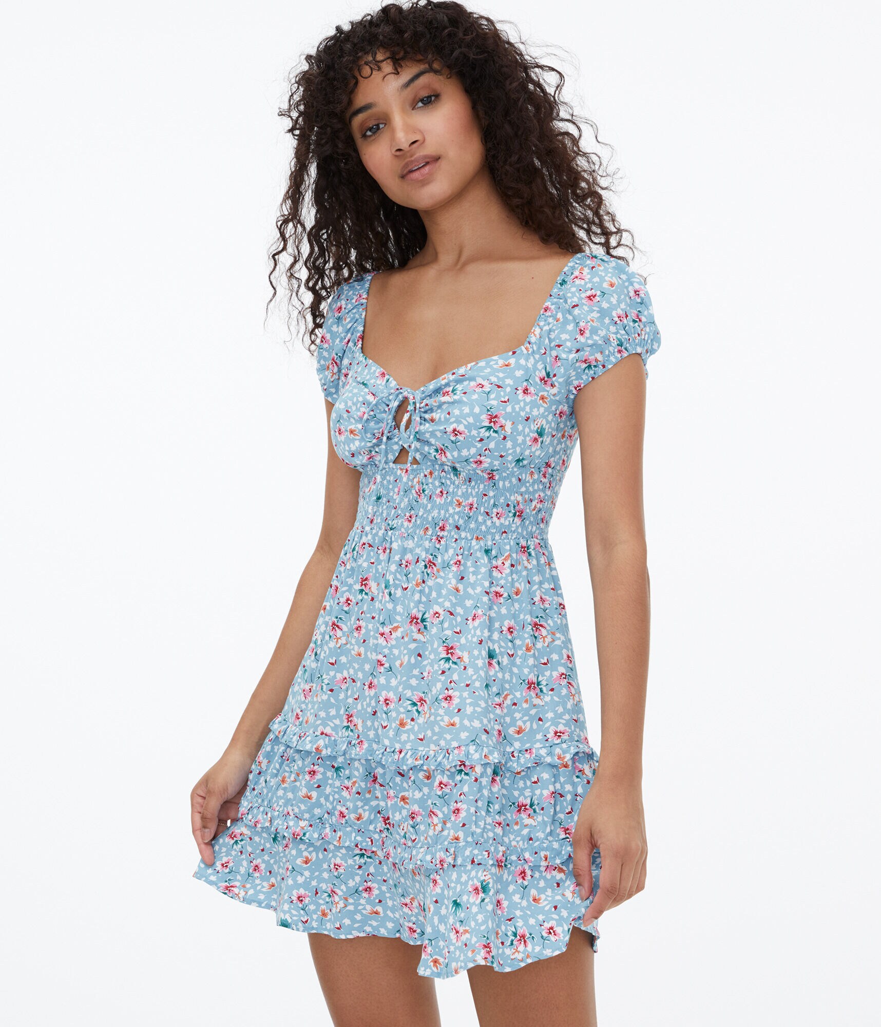 Floral Sweetheart Keyhole A-Line Dress