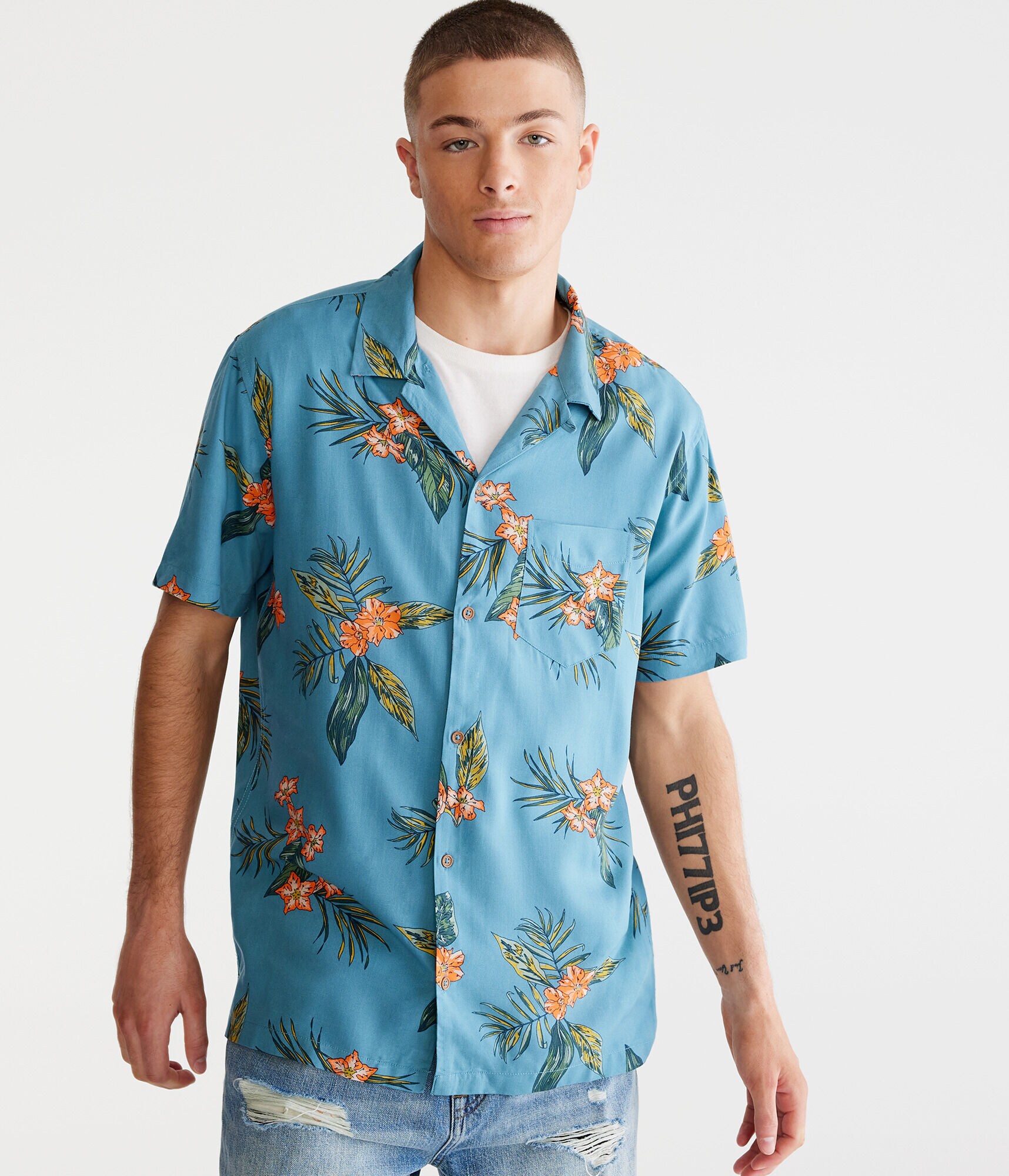 Tropical Print Camp Shirt