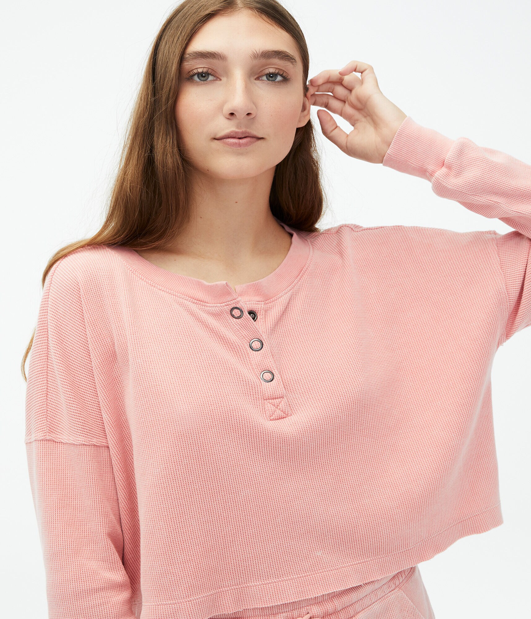 Long Sleeve Thermal Cropped Sleep Henley