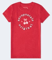 Aeropostale Circle Cherry Appliqué Graphic Tee