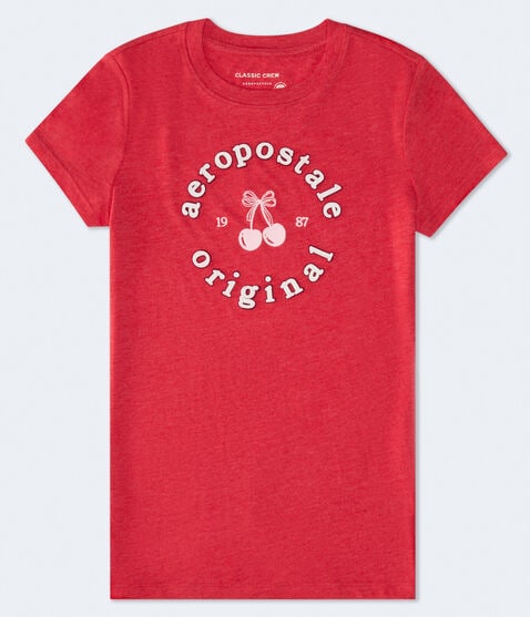 Aeropostale Circle Cherry Appliqué Graphic Tee Aeropostale Circle Cherry Appliqué Graphic Tee