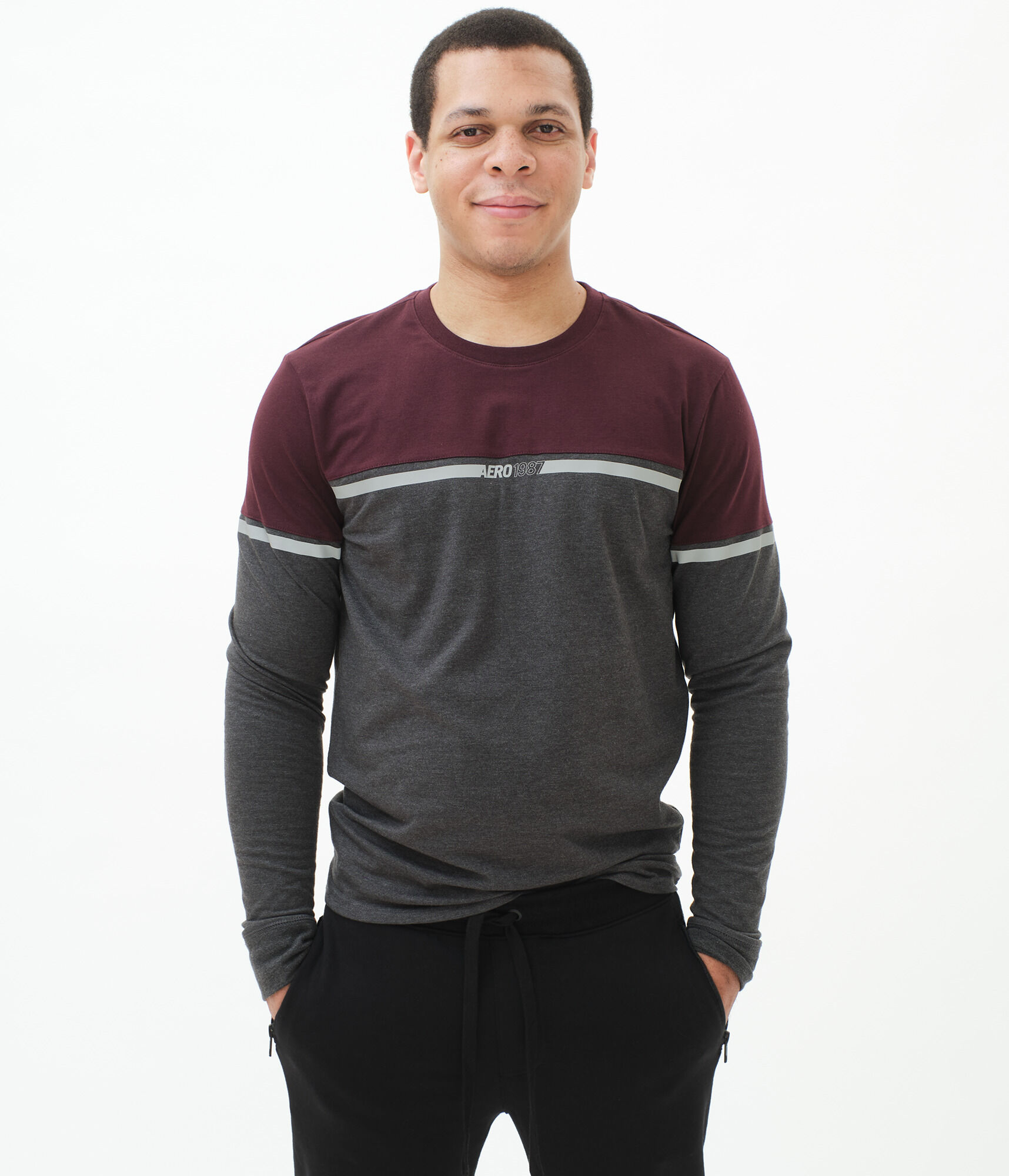 Long Sleeve Aero 1987 Colorblocked Stretch Graphic Tee