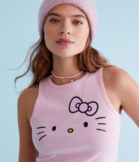 Hello Kitty Face Cropped High-Neck Tank