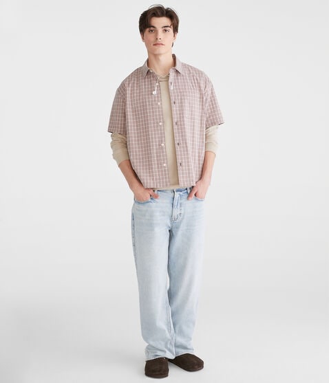 Short Sleeve Micro Plaid Boxy Shirt Short Sleeve Micro Plaid Boxy Shirt