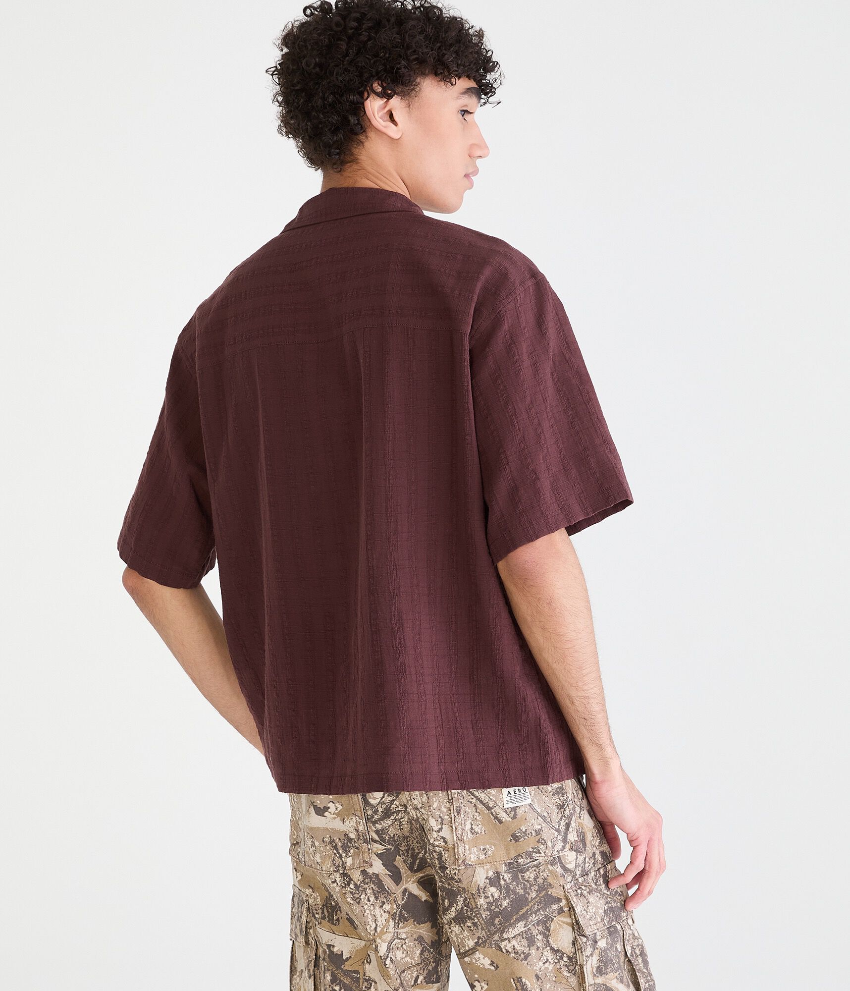 Textured Windowpane Boxy Shirt