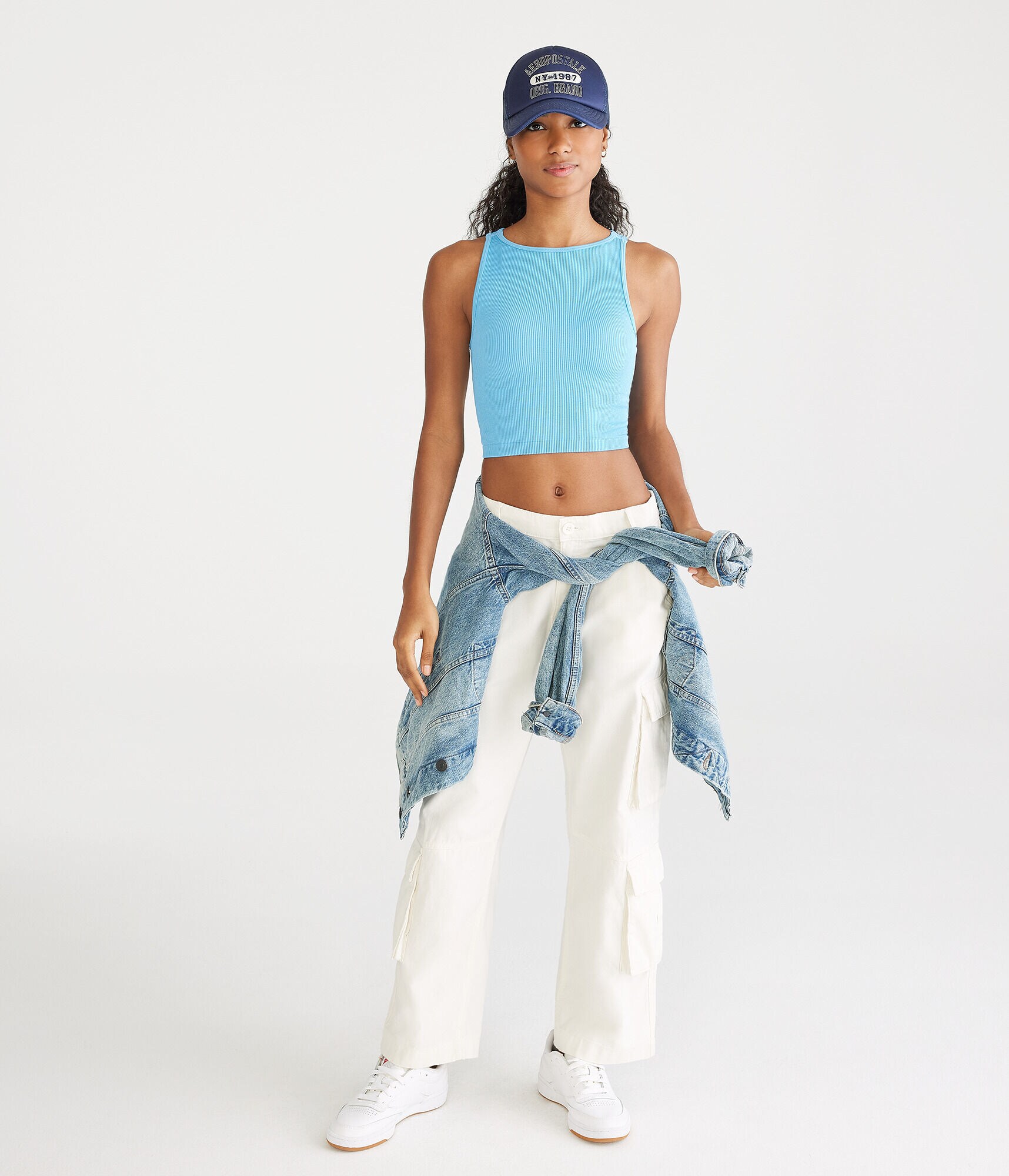 Seriously Soft Seamless Cropped Boat-Neck Tank