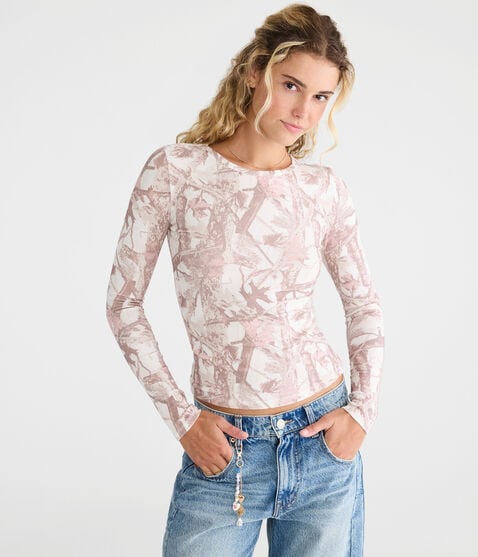 Long Sleeve Seriously Soft Forest Camo Baby Tee Long Sleeve Seriously Soft Forest Camo Baby Tee