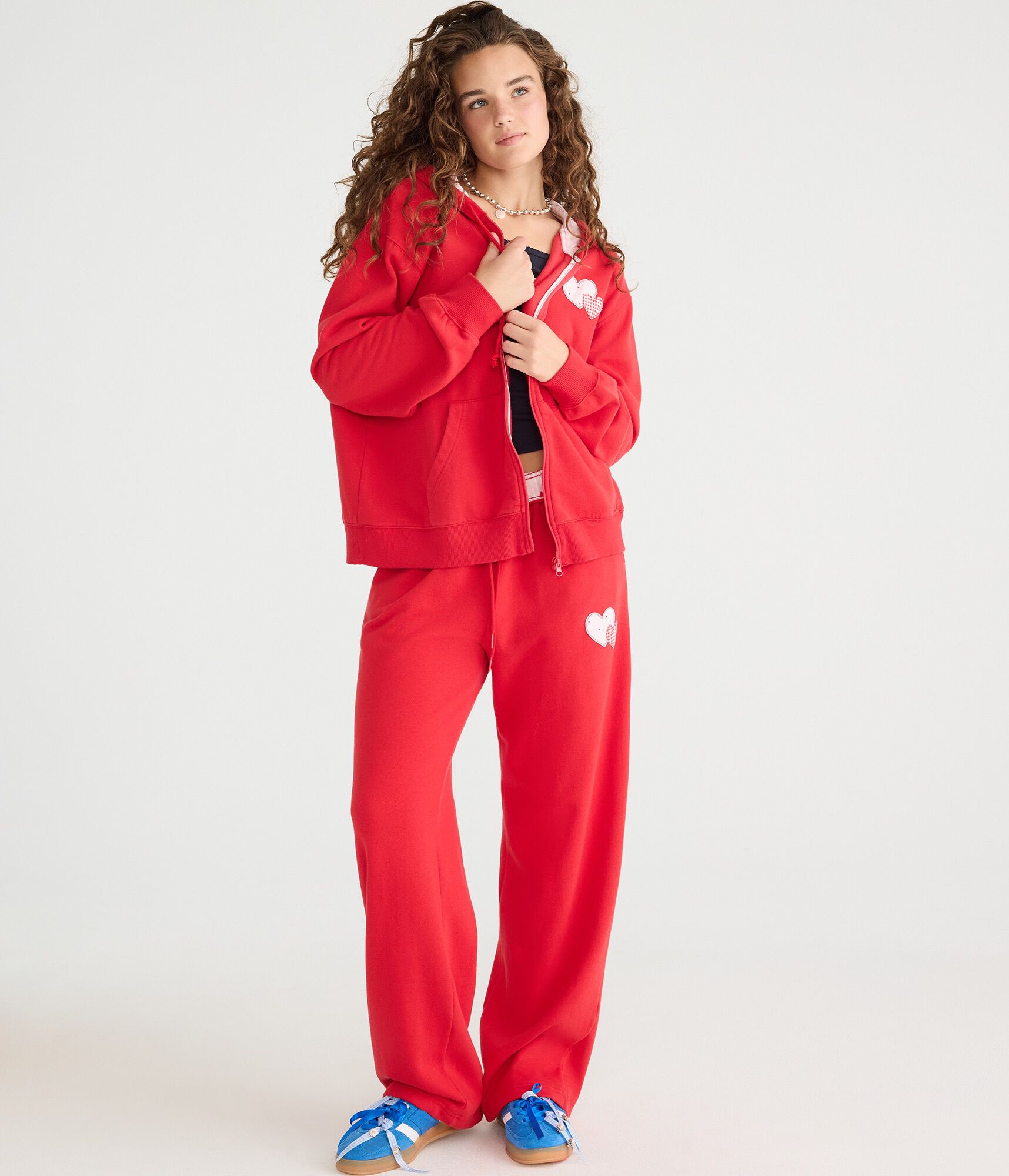 Cloud Soft Heart Patch Full-Zip Hoodie