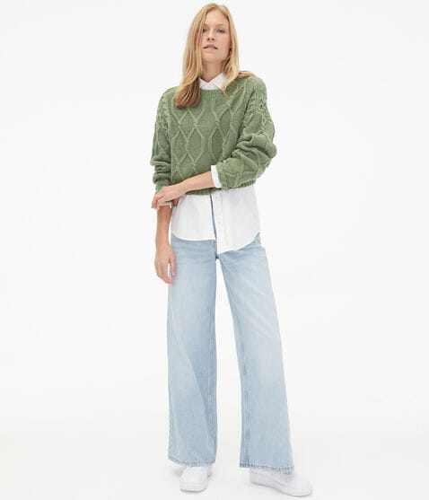 Mixed Cable Crew Sweater Mixed Cable Crew Sweater