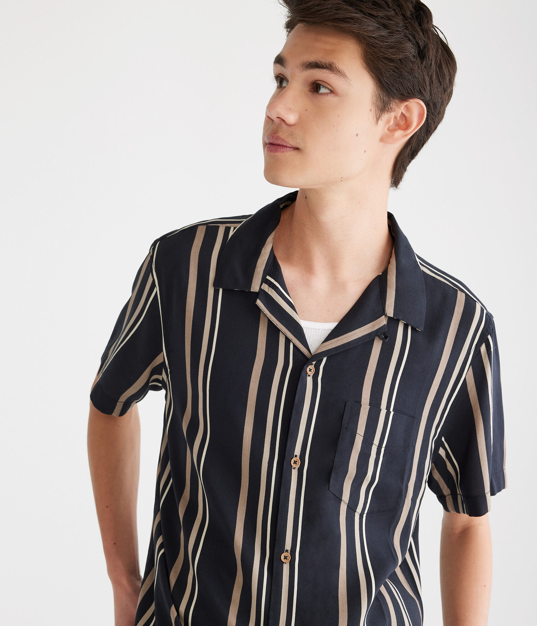 Vertical Stripe Camp Shirt