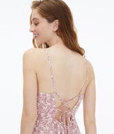 Floral Square-Neck Lace-Back Mini Dress