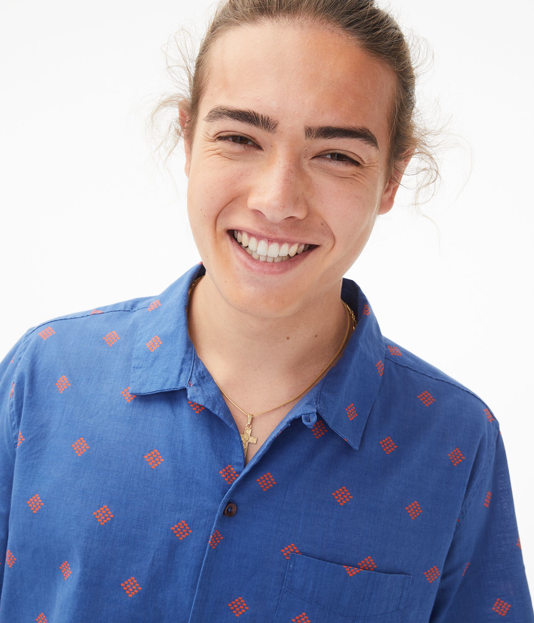 Geometric Diamond Button-Down Resort Shirt