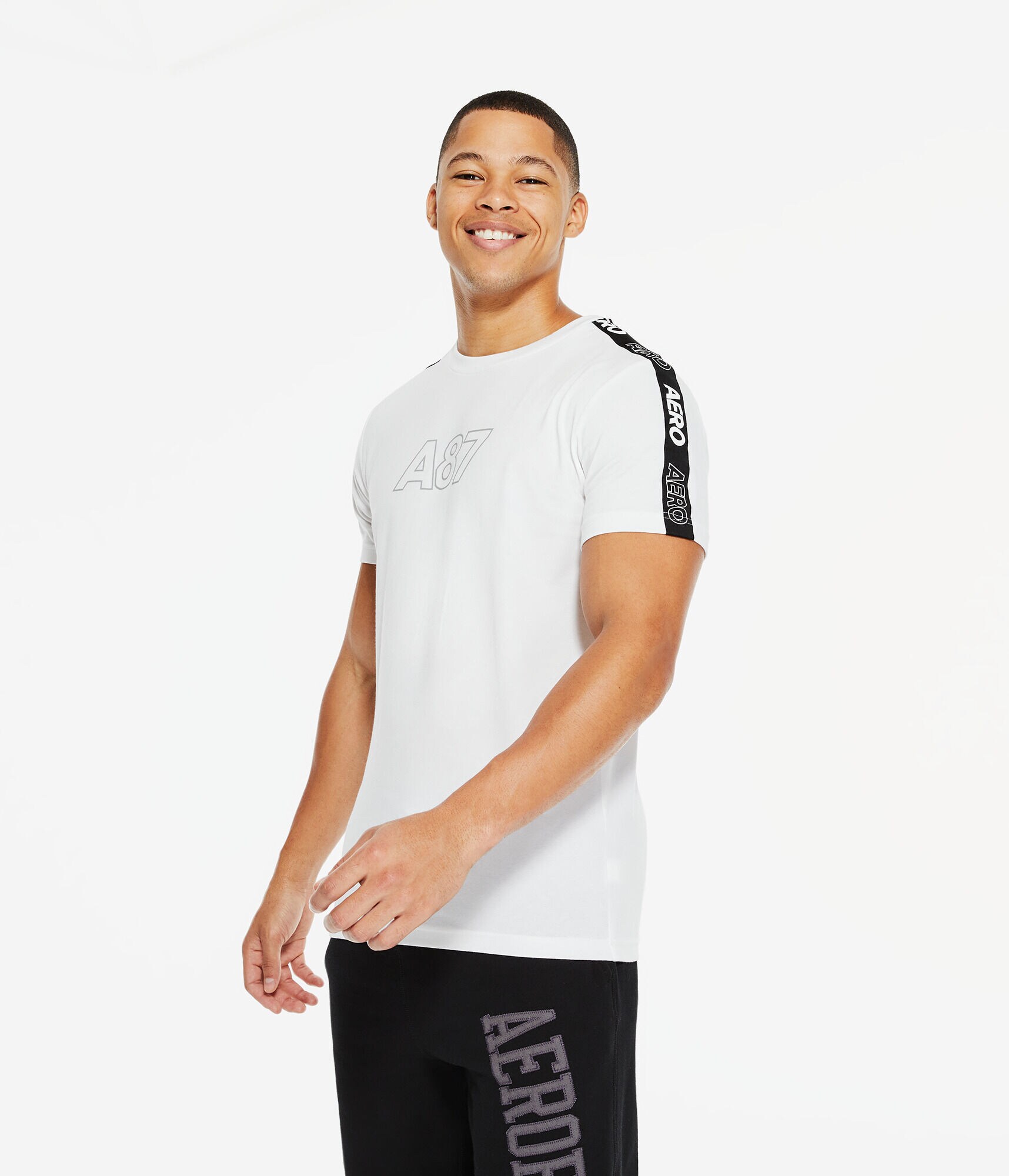 A87 Logo Sleeve Tape Stretch Graphic Tee