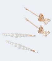 Butterfly & Faux Pearl Hair Slide 4-Pack