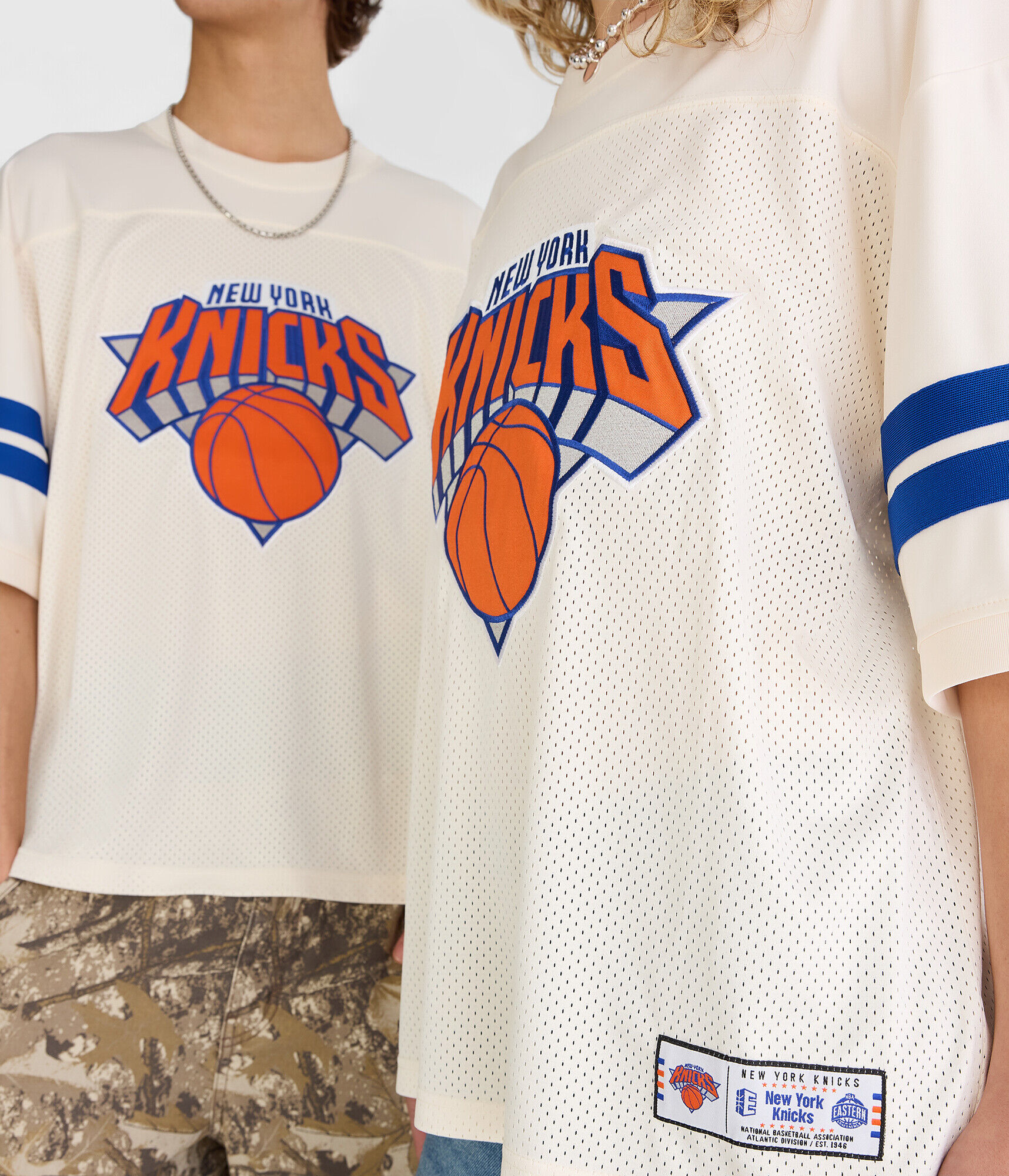 New York Knicks Sleeve Stripes Mesh Top
