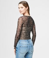Long Sleeve Sheer Floral Mesh Top