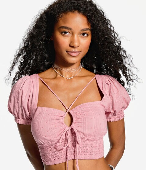 Keyhole Peasant Crop Top Keyhole Peasant Crop Top