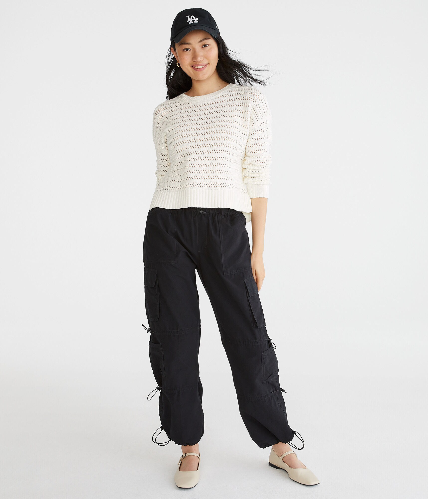 Mid-Rise Cargo Parachute Pants