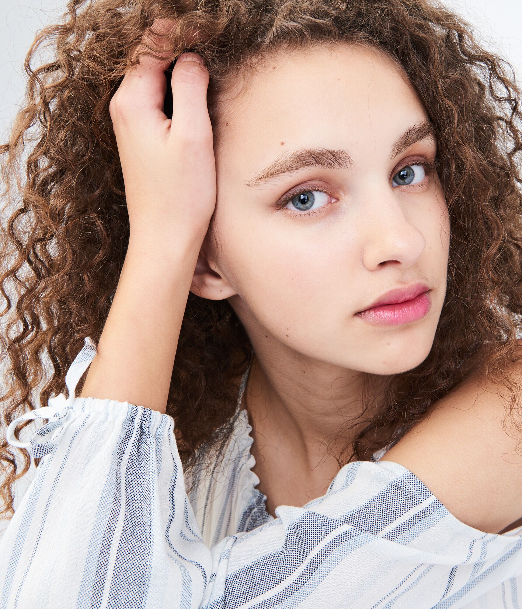 Long Sleeve Striped Cold-Shoulder Top