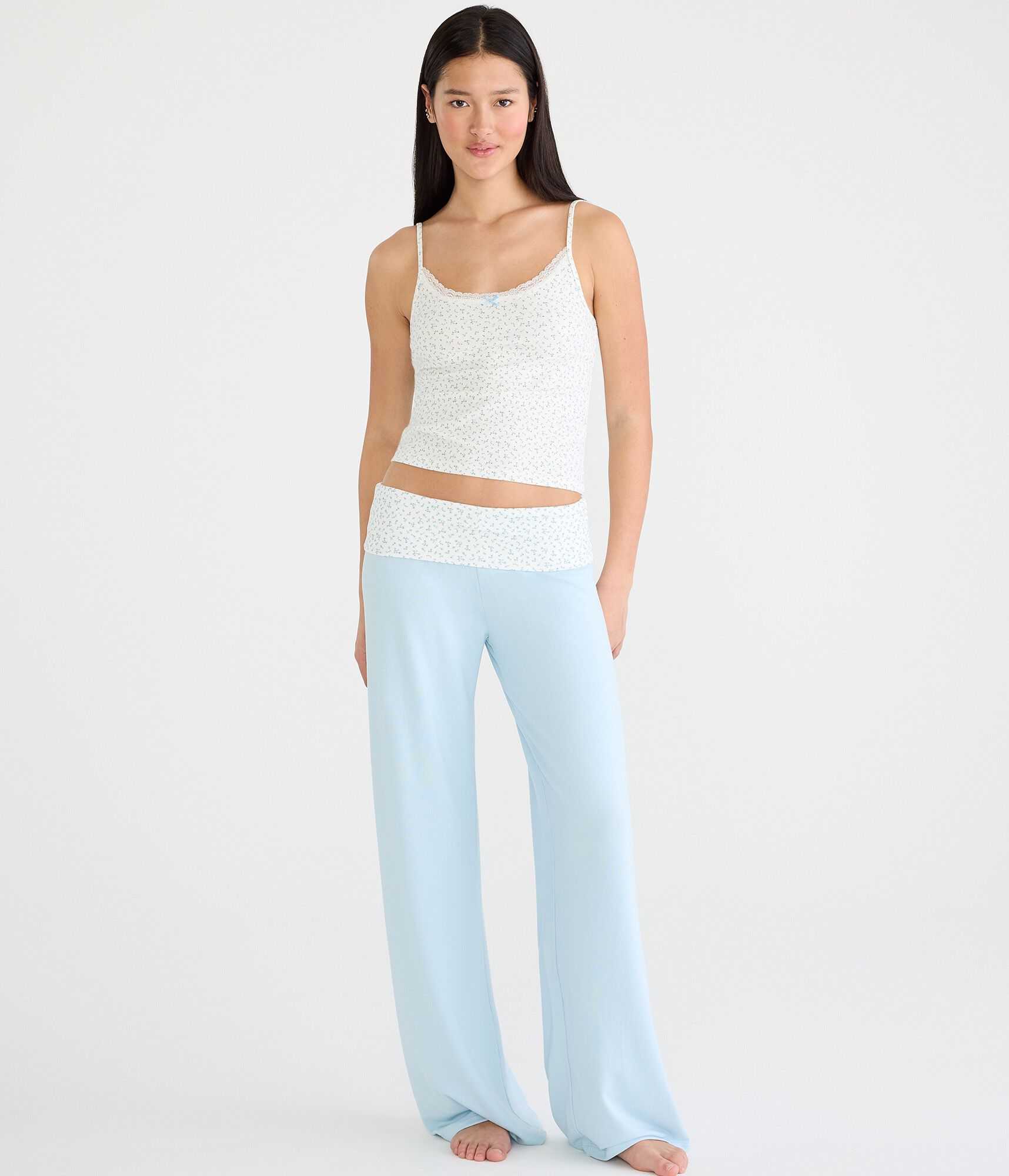 Floral Fold-Over Sleep Pants