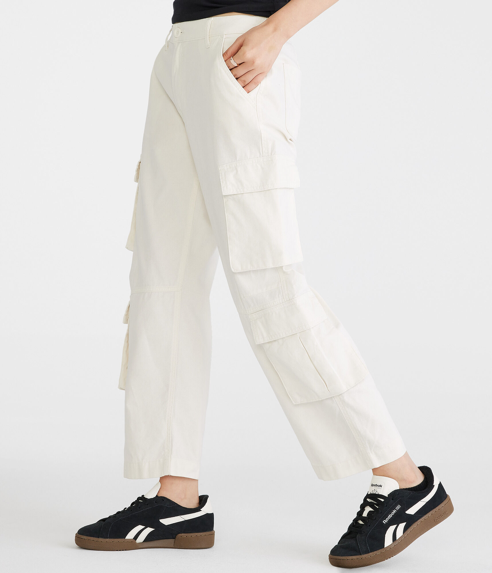 Double-Pocket Cropped Utility Cargo Pants