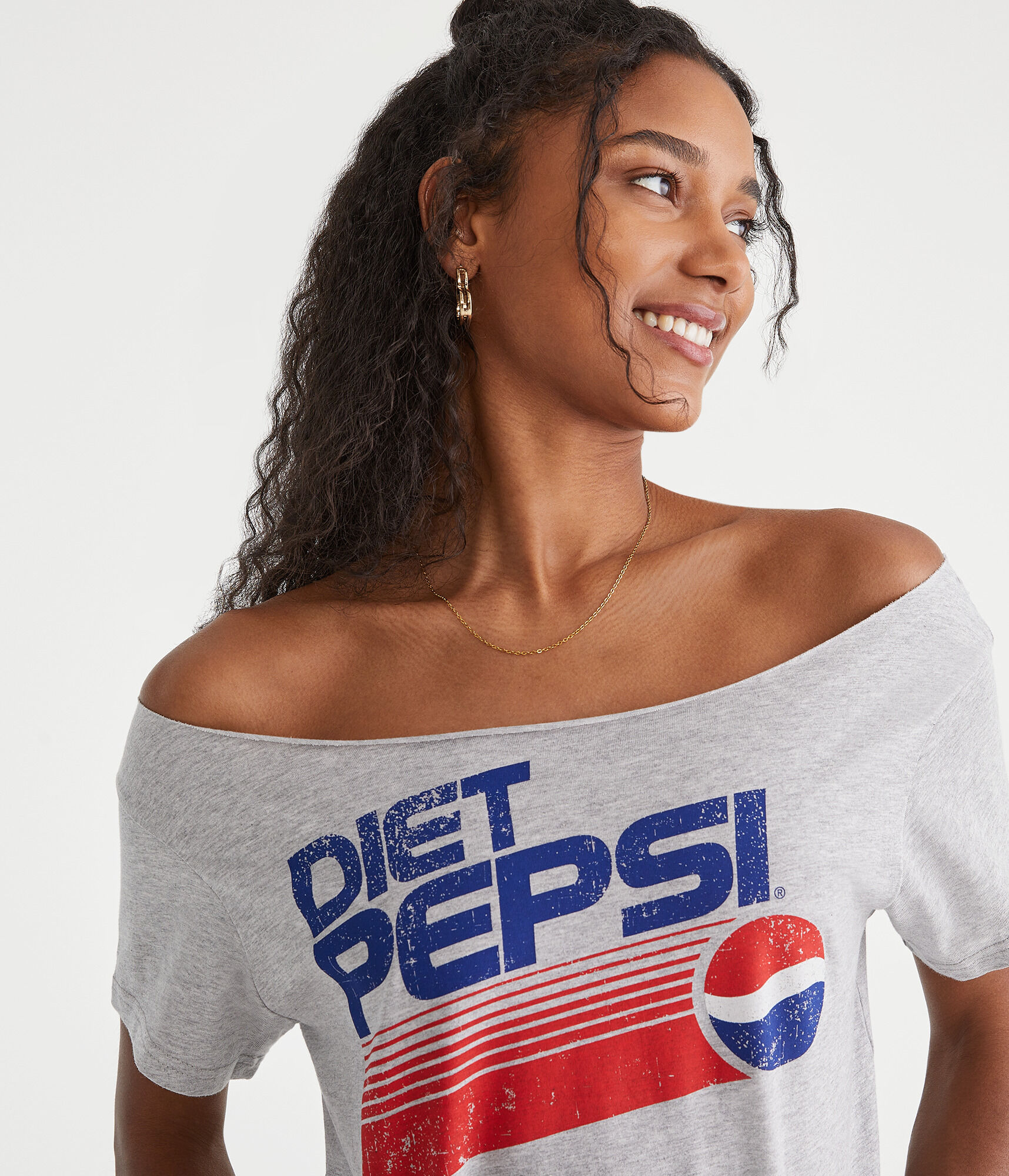 Diet Pepsi Off-The-Shoulder Graphic Tee