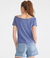 Washed Off-The-Shoulder Vintage Fit Crew Tee