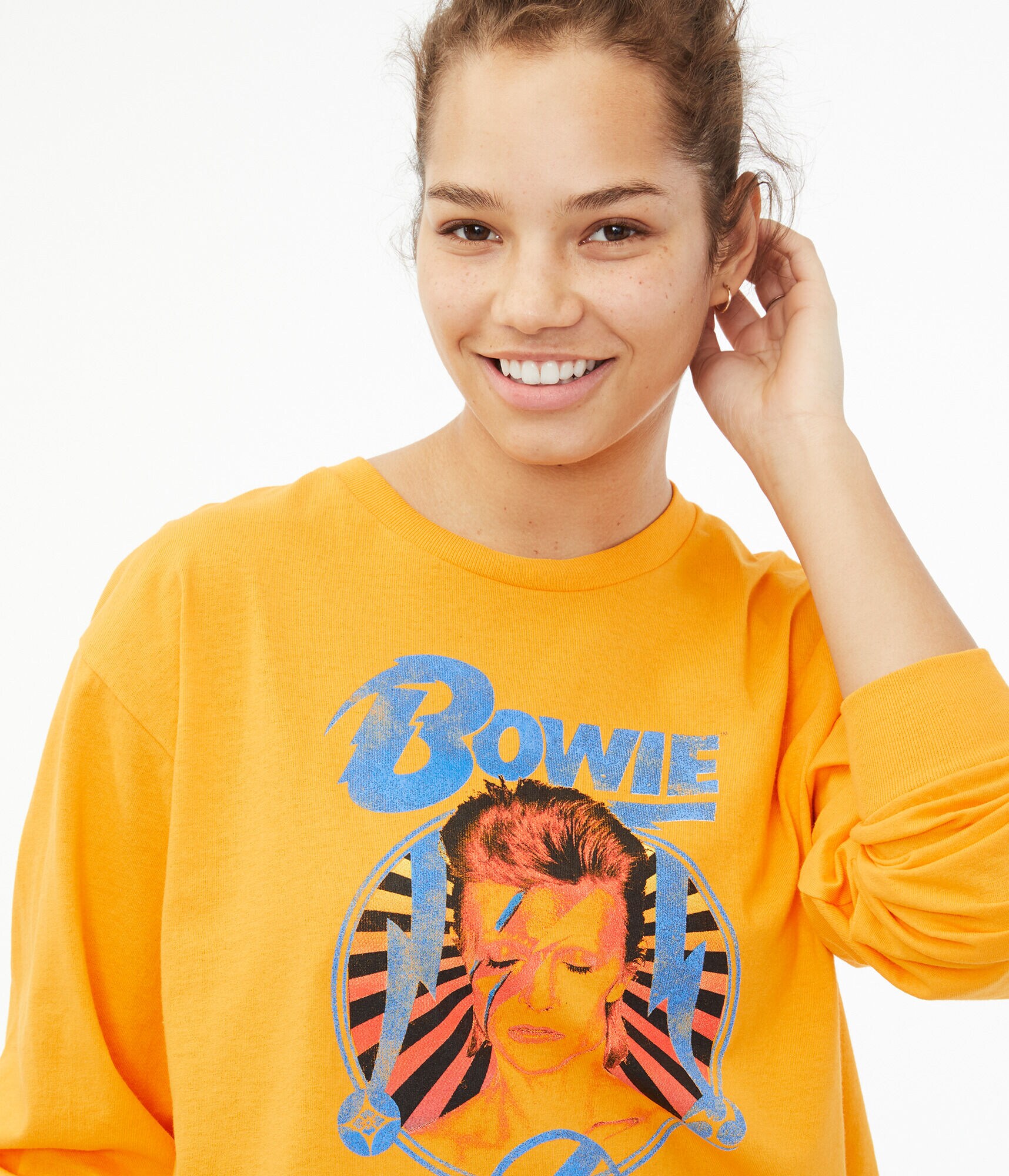Long Sleeve David Bowie Cropped Graphic Tee