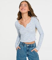 Long Sleeve Space-Dye Cropped Shrunken Tee