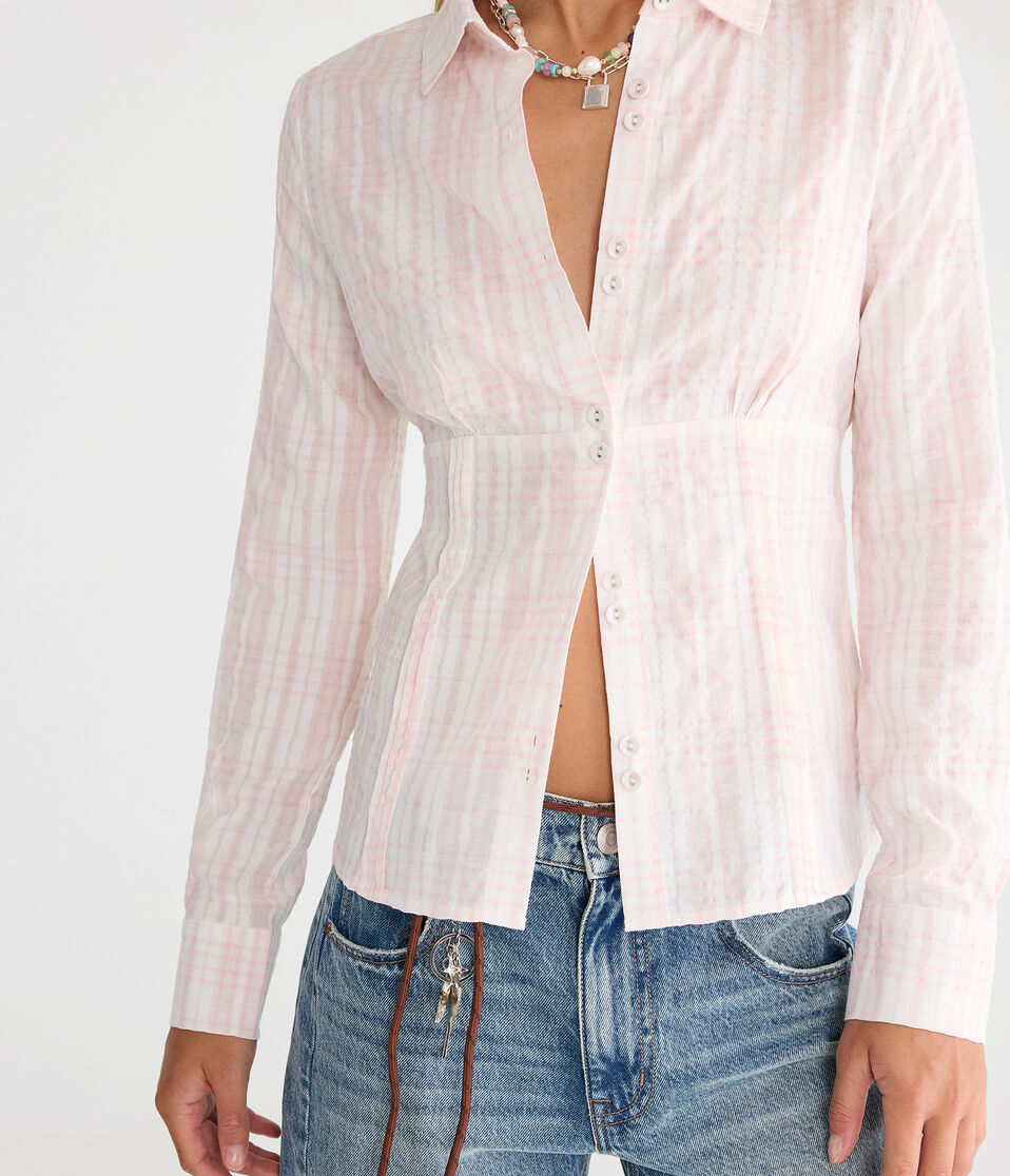 Long Sleeve Thin Stripe Fitted Shirt